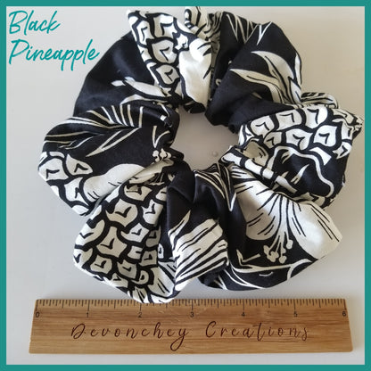 Giant Hawaiian Scrunchie, Black Pineapple  XL Scrunchie