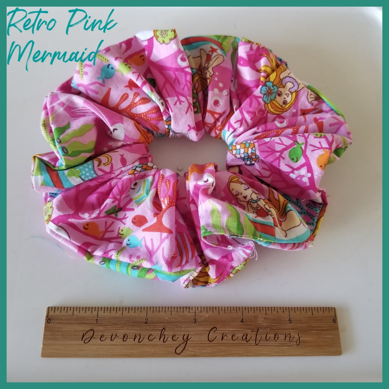 Giant Hawaiian Scrunchie, Pink Retro Mermaid XL Scrunchie