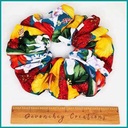 Giant Hawaiian Scrunchie, Paradise On Teal XL Scrunchie