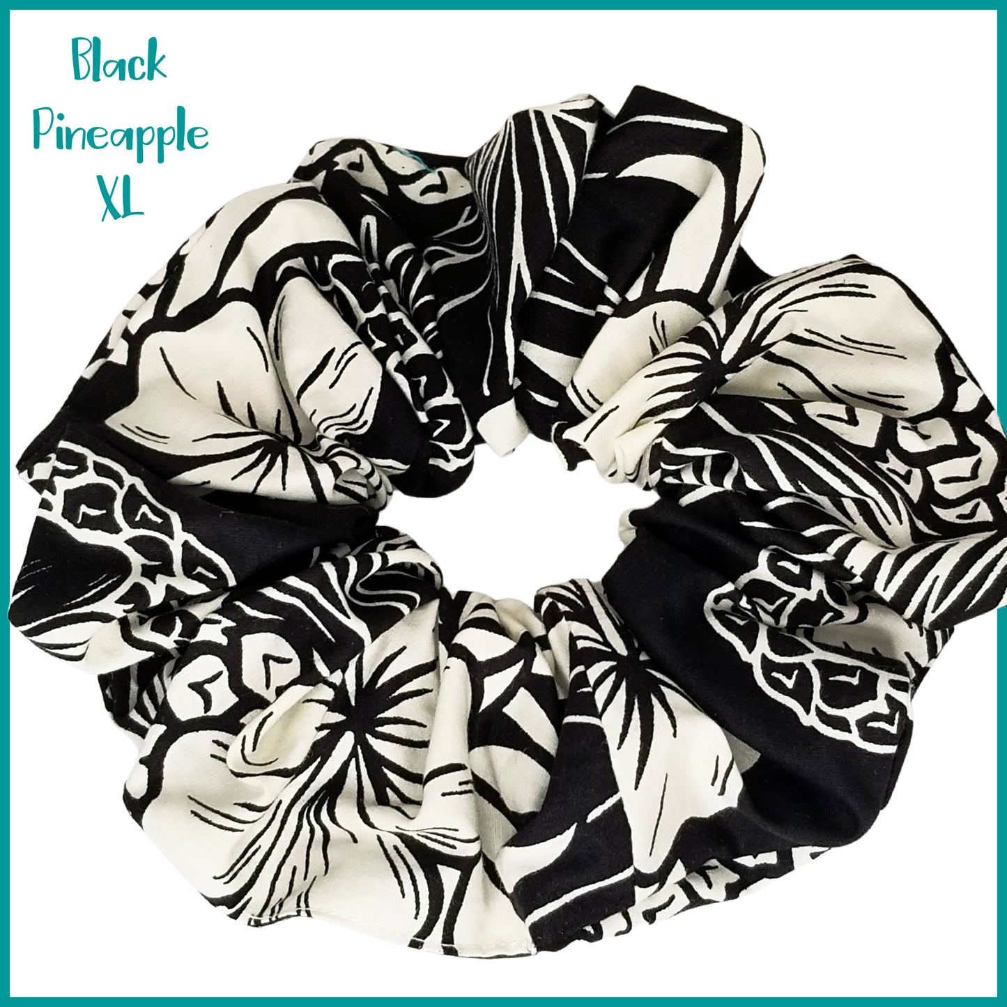 Giant Hawaiian Scrunchie, Black Pineapple  XL Scrunchie