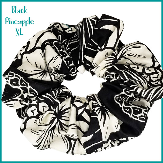 Giant Hawaiian Scrunchie, Black Pineapple  XL Scrunchie