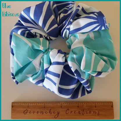 Giant Hawaiian Scrunchie, Blue Hibiscus XL Scrunchie